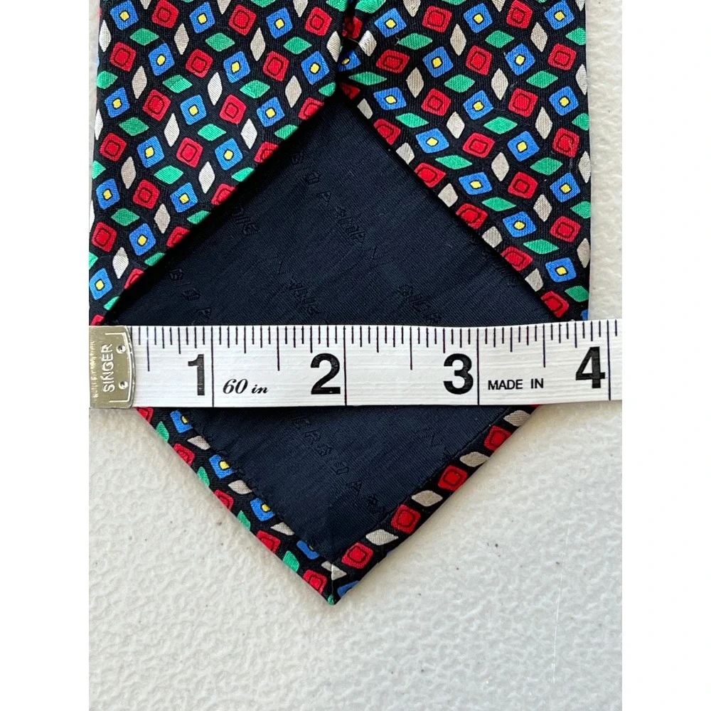 Giorgio Armani Cravatte 100% Silk Geometric Tie Blue Green‎ Red